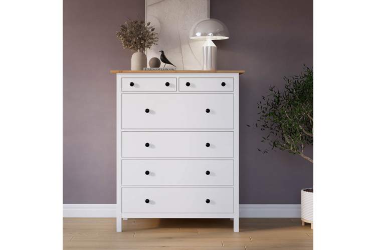 Комод КЫМОР 6 ящиков Белый/Светло-коричневый-2