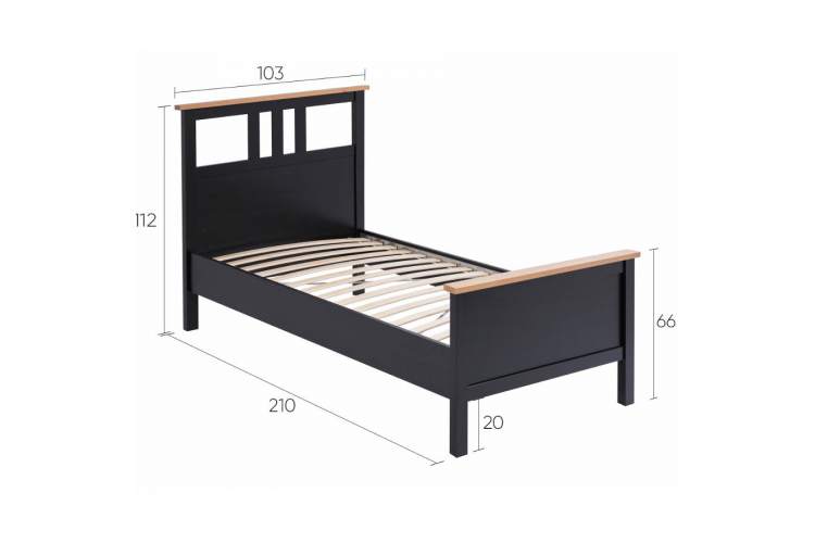 Кровать КЫМОР 90x200 Черный/Светло-коричневый-13
