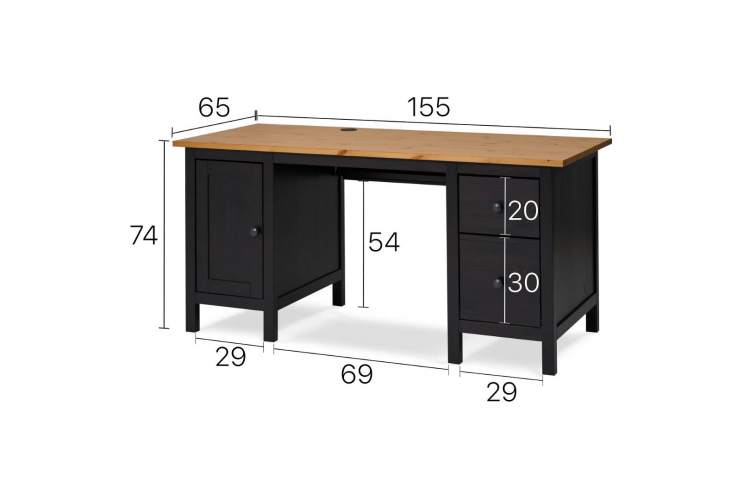 Письменный стол КЫМОР 155х65 Черный/Светло-коричневый-20