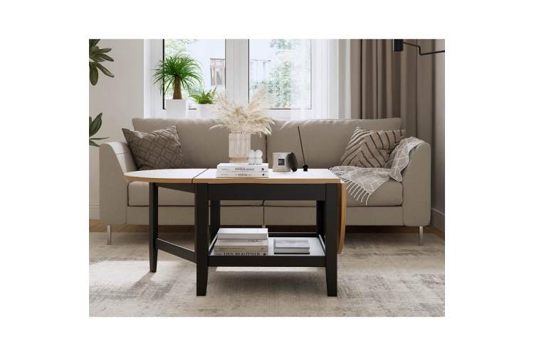 Журнальный стол ВУХТЫМ 140х65 Черный/Светло-коричневый-3