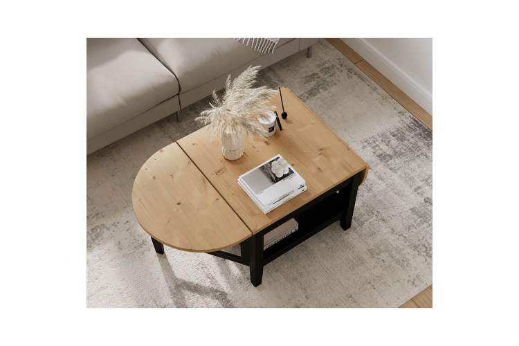 Журнальный стол ВУХТЫМ 140х65 Черный/Светло-коричневый-4