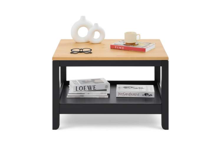 Журнальный стол КОДЗУВ 75x60 Черный/Светло-коричневый-1