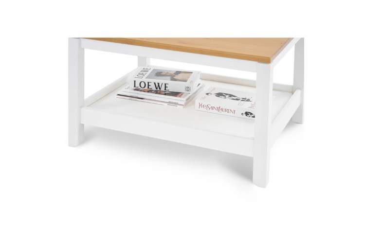 Журнальный стол КОДЗУВ 75x60 Белый/Светло-коричневый-7