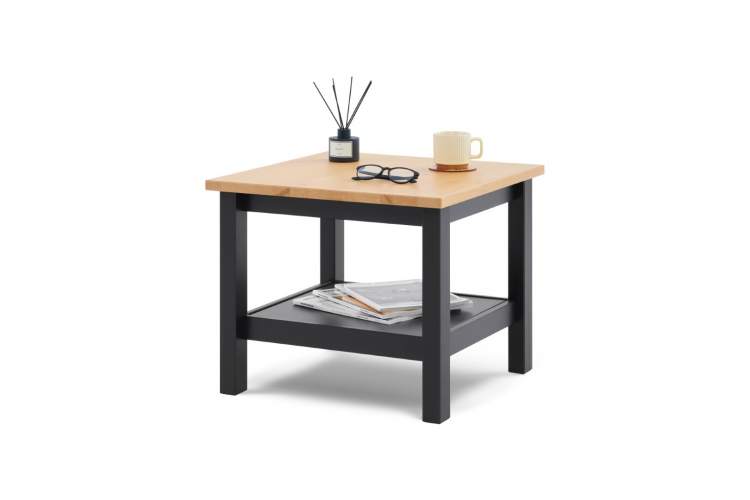 Журнальный стол КЫМОР 55х55 Черный/Светло-коричневый
