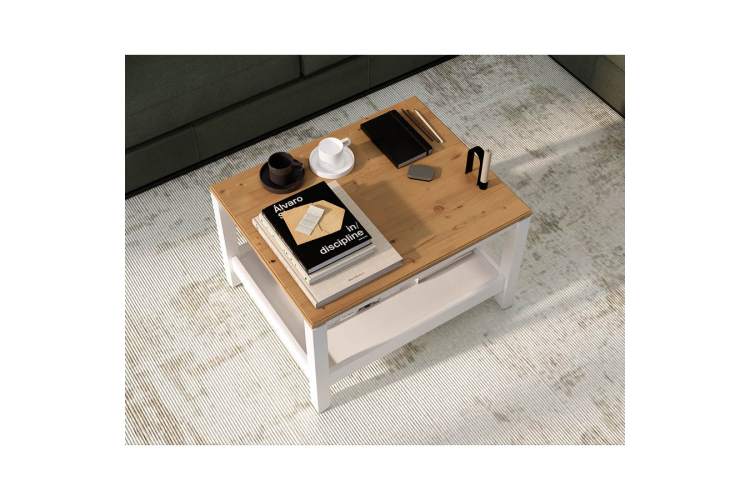 Журнальный стол КОДЗУВ 75x60 Белый/Светло-коричневый-3