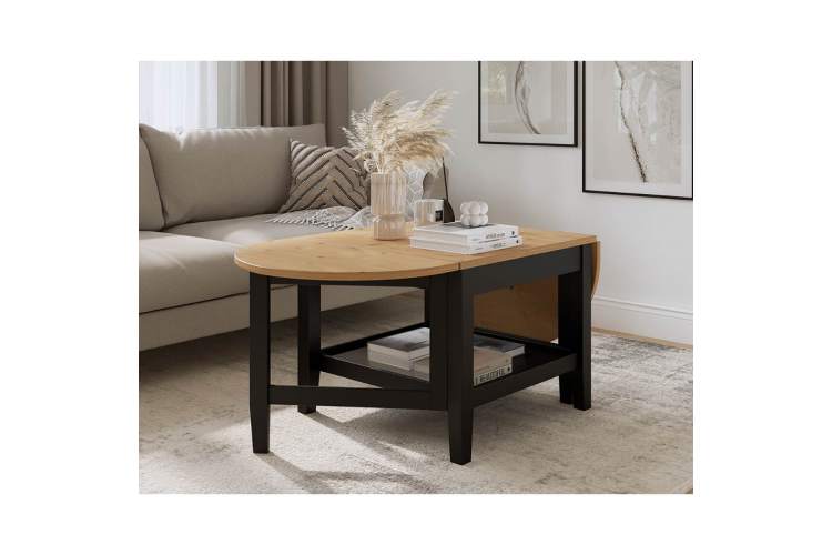 Журнальный стол ВУХТЫМ 140х65 Черный/Светло-коричневый-2