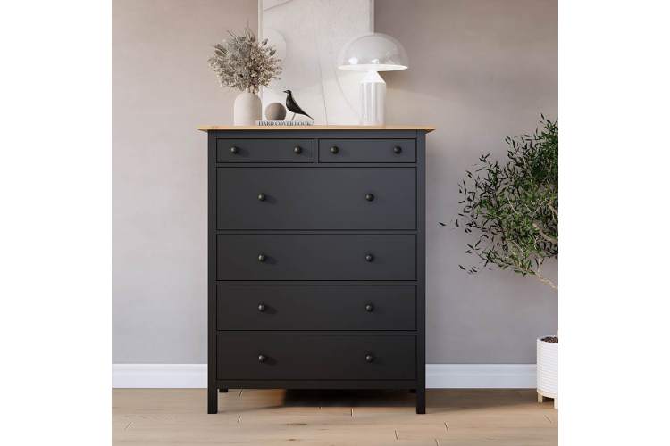 Комод КЫМОР 6 ящиков Черный/Светло-коричневый-2