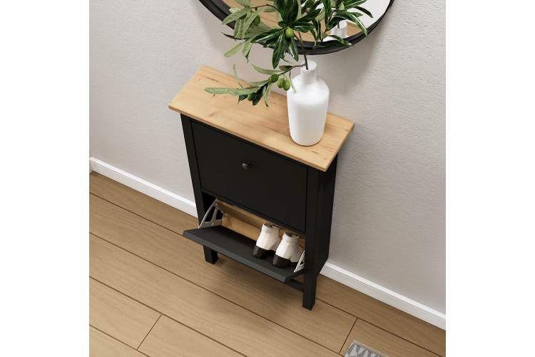 Тумба для обуви КЫМОР 59 Черный/Светло-коричневый-3