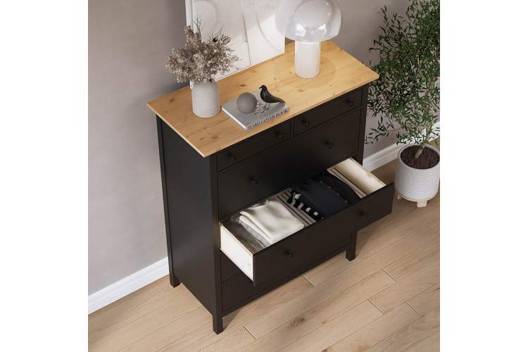 Комод КЫМОР 6 ящиков Черный/Светло-коричневый-3