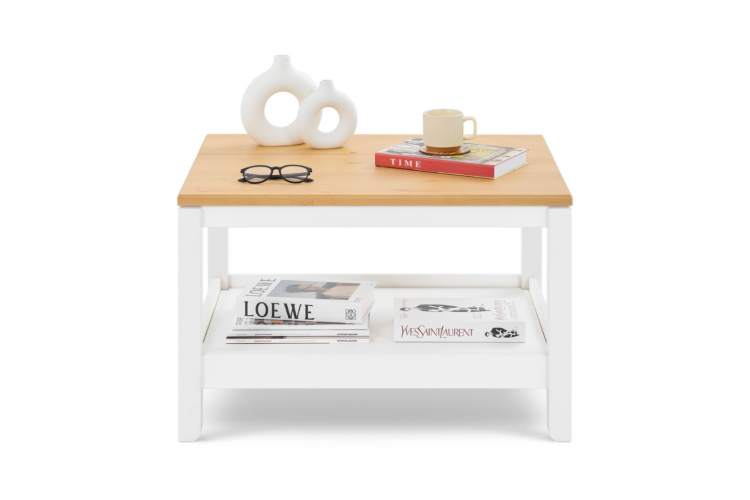 Журнальный стол КОДЗУВ 75x60 Белый/Светло-коричневый-1