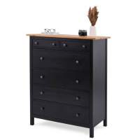 Комод КЫМОР 6 ящиков Черный/Светло-коричневый