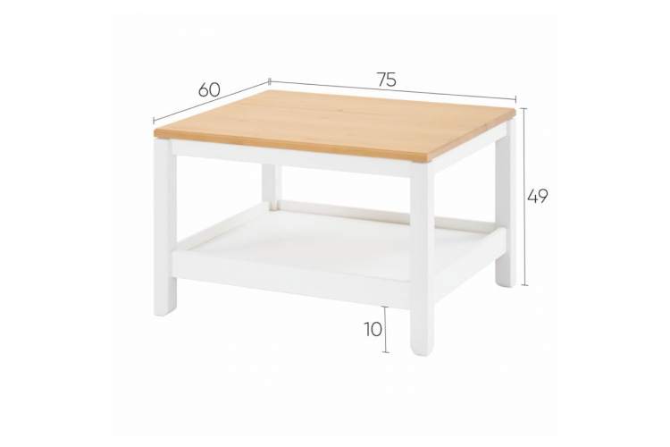 Журнальный стол КОДЗУВ 75x60 Белый/Светло-коричневый-10