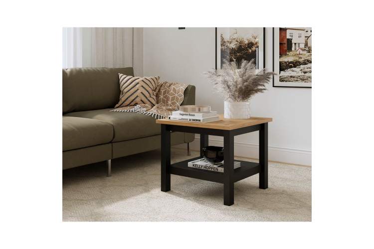 Журнальный стол КЫМОР 55х55 Черный/Светло-коричневый-2