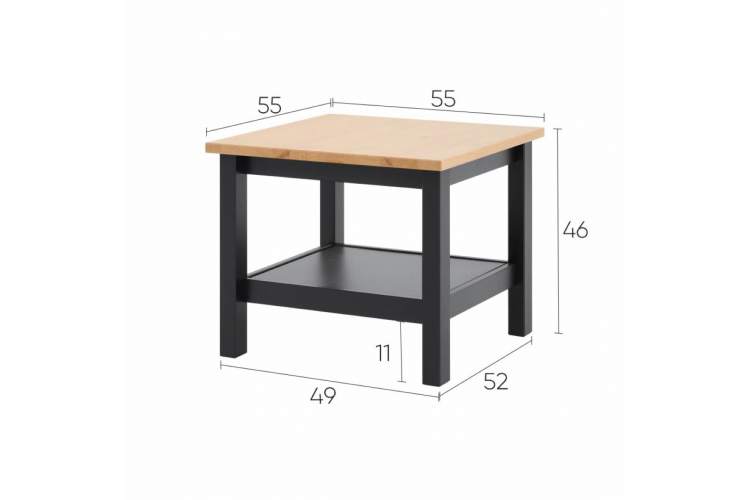 Журнальный стол КЫМОР 55х55 Черный/Светло-коричневый-9