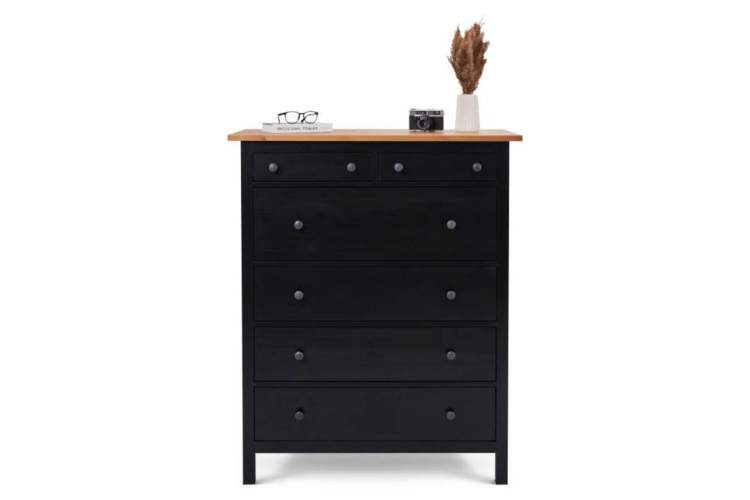 Комод КЫМОР 6 ящиков Черный/Светло-коричневый-1