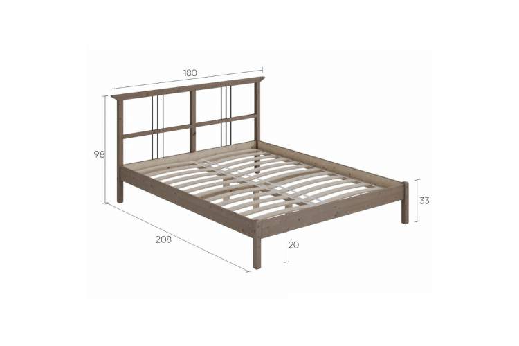 Кровать ВОЙВЫВ 160x200 Серо-коричневый-13