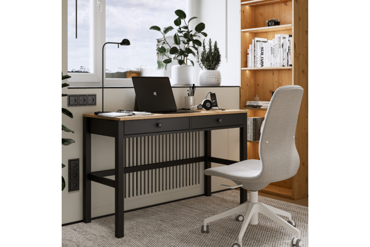 Письменный стол КЫМОР 121x47 Черный/Светло-коричневый-3