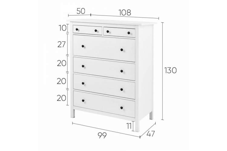 Комод КЫМОР 6 ящиков Белый-13