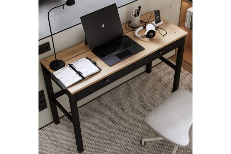 Письменный стол КЫМОР 121x47 Черный/Светло-коричневый-4