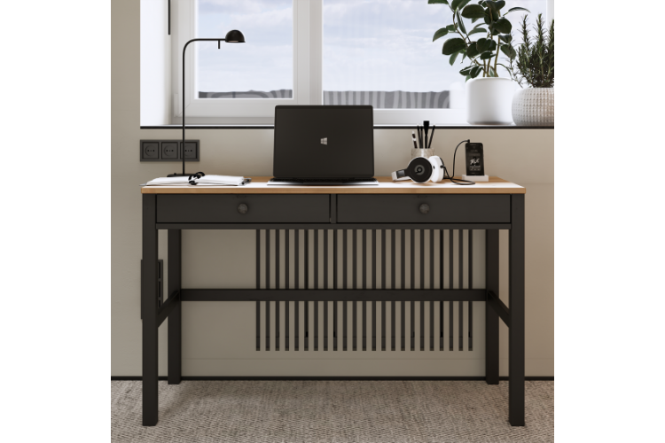 Письменный стол КЫМОР 121x47 Черный/Светло-коричневый-2