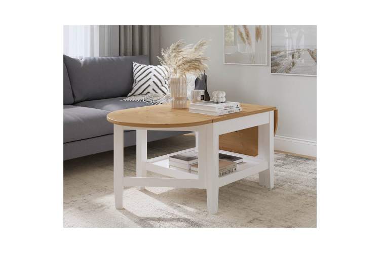 Журнальный стол ВУХТЫМ 140х65 Белый/Светло-коричневый-3