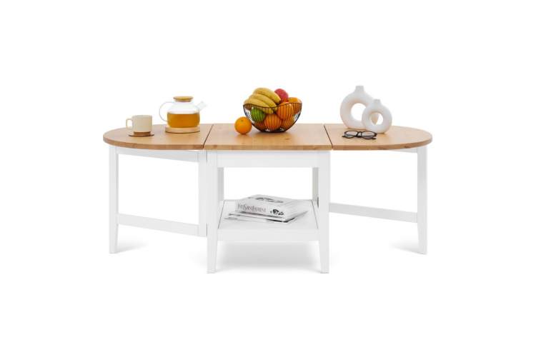 Журнальный стол ВУХТЫМ 140х65 Белый/Светло-коричневый-1