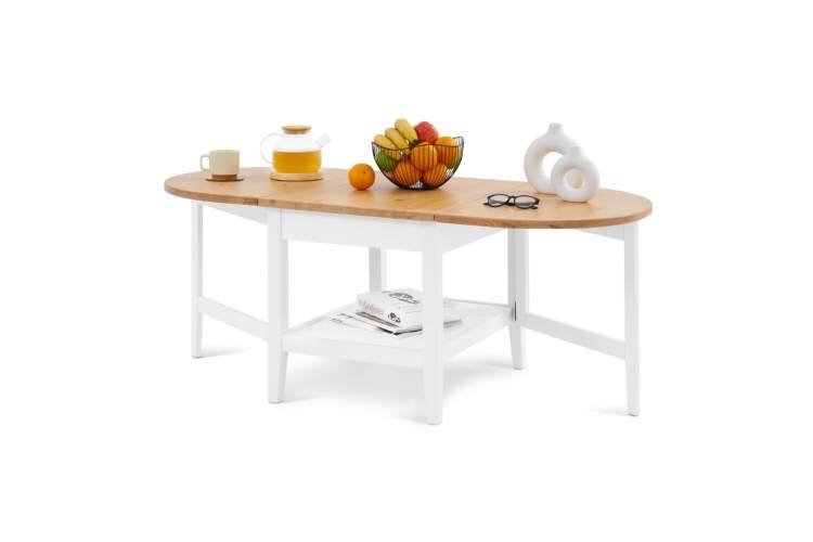 Журнальный стол ВУХТЫМ 140х65 Белый/Светло-коричневый