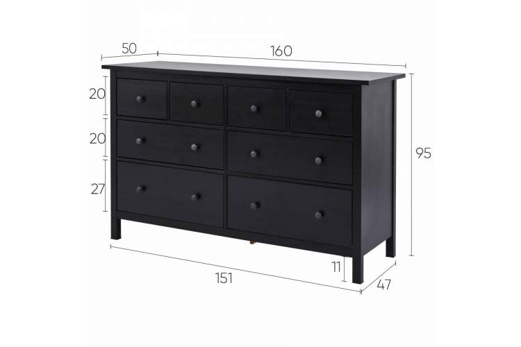 Комод КЫМОР 8 ящиков Черный-13