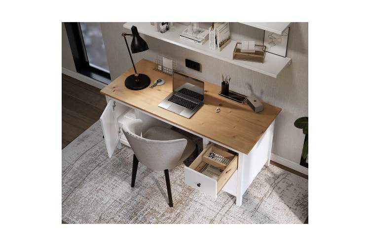 Письменный стол КЫМОР 155х65 Белый/Светло-коричневый-4