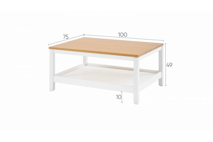 Журнальный стол КОДЗУВ 100x75 Белый/Светло-коричневый-11