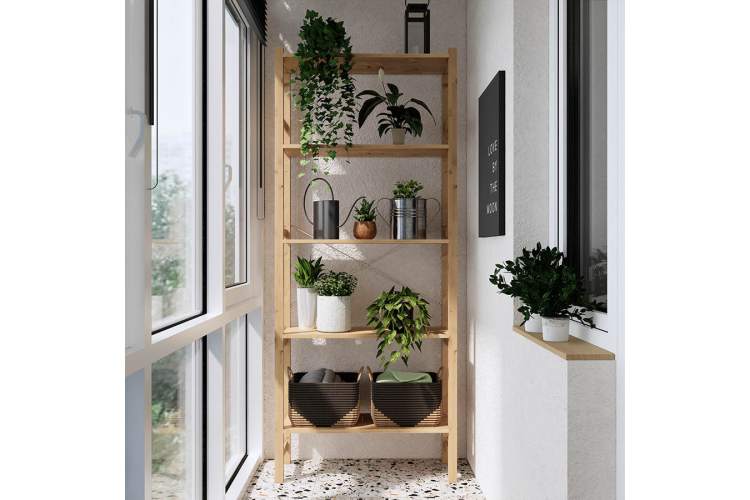 Этажерка УДОРА 5 полок 89х210х30 Светло-коричневый-2