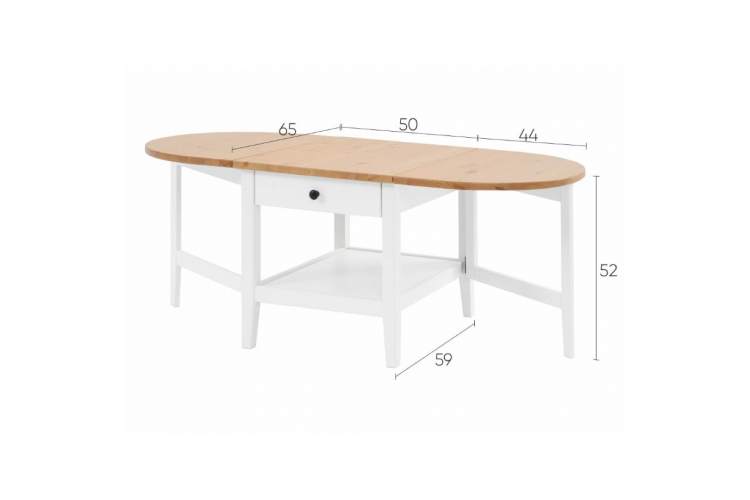 Журнальный стол ВУХТЫМ с ящиком 140х65 Белый/Светло-коричневый-18