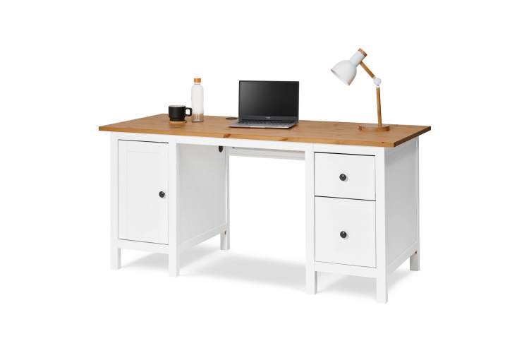 Письменный стол КЫМОР 155х65 Белый/Светло-коричневый