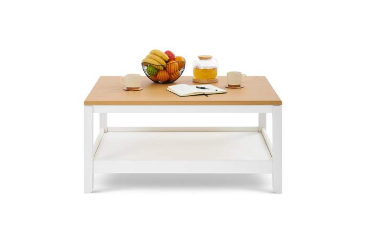 Журнальный стол КОДЗУВ 100x75 Белый/Светло-коричневый-1