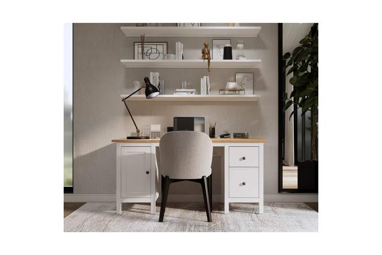 Письменный стол КЫМОР 155х65 Белый/Светло-коричневый-3