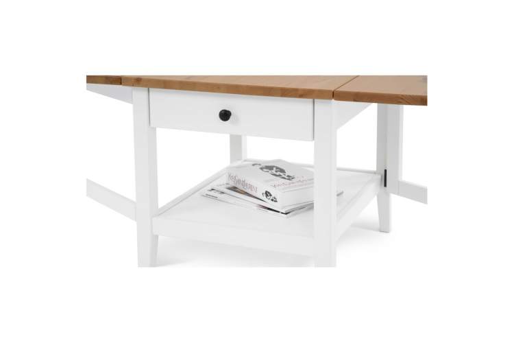 Журнальный стол ВУХТЫМ с ящиком 140х65 Белый/Светло-коричневый-11