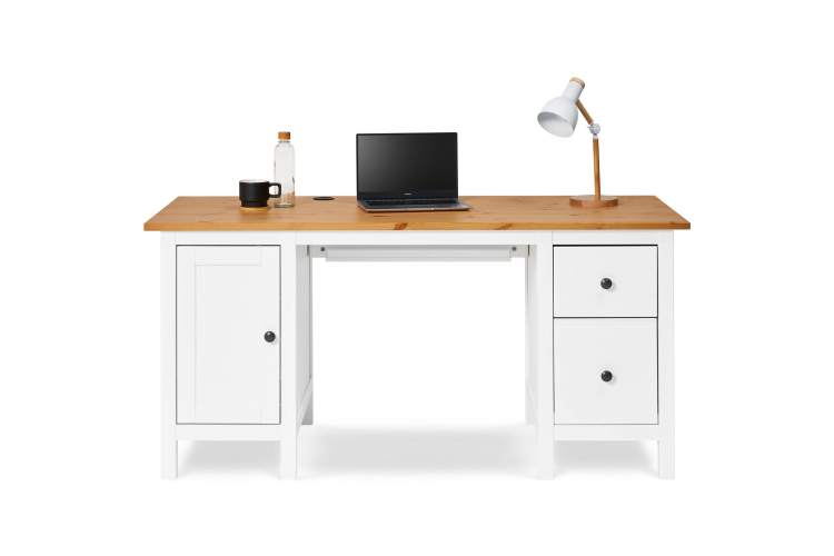 Письменный стол КЫМОР 155х65 Белый/Светло-коричневый-1
