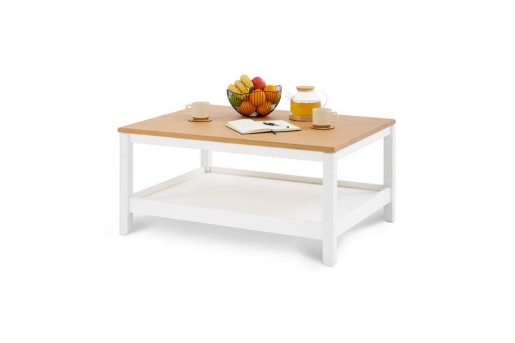 Журнальный стол КОДЗУВ 100x75 Белый/Светло-коричневый