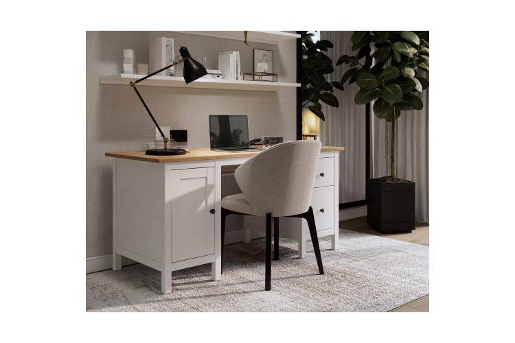 Письменный стол КЫМОР 155х65 Белый/Светло-коричневый-2
