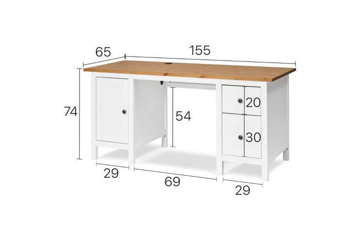 Письменный стол КЫМОР 155х65 Белый/Светло-коричневый-20