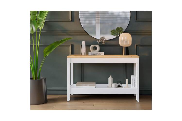 Консольный стол КОДЗУВ 100x35 Белый/Светло-коричневый-3
