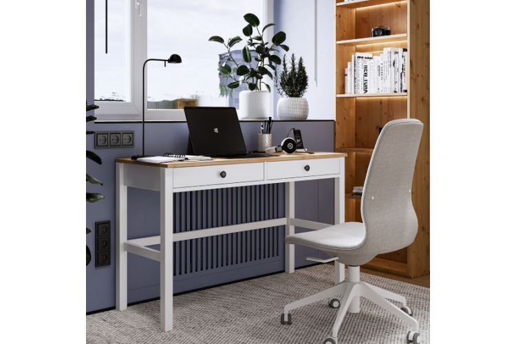 Письменный стол КЫМОР 121x47 Белый/Светло-коричневый-3