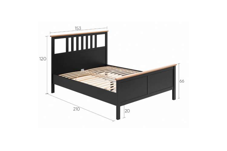 Кровать КЫМОР 140x200 Черный/Светло-коричневый-12