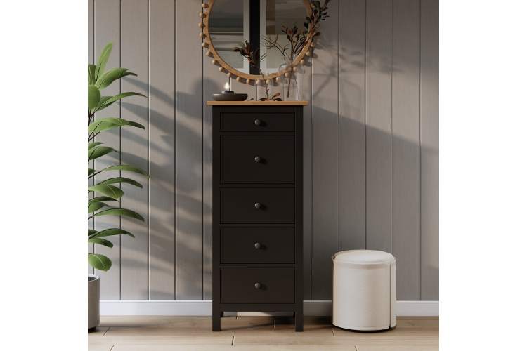 Комод КЫМОР 5 ящиков Черный/Светло-коричневый-2