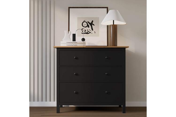 Комод КЫМОР 3 ящика Черный/Светло-коричневый-2