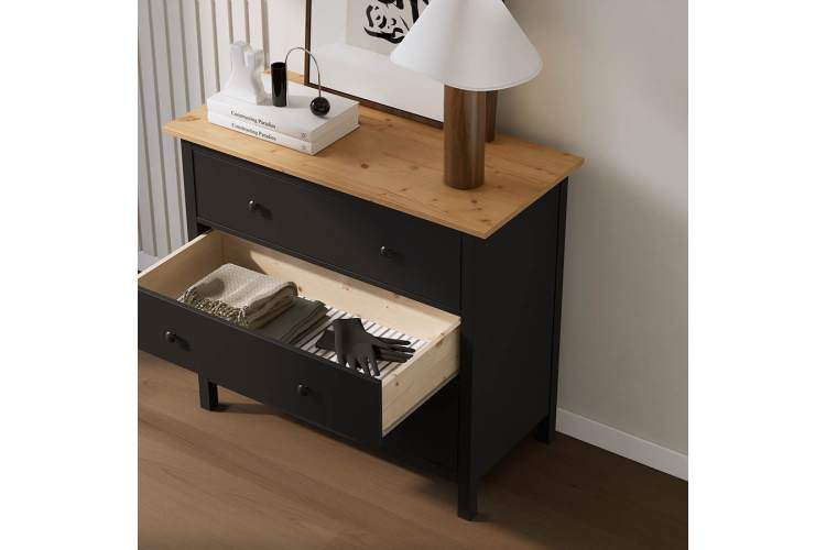 Комод КЫМОР 3 ящика Черный/Светло-коричневый-3