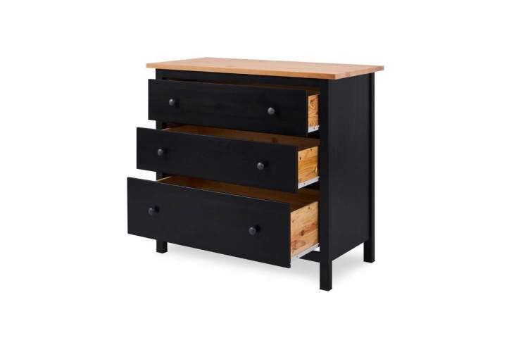 Комод КЫМОР 3 ящика Черный/Светло-коричневый-4
