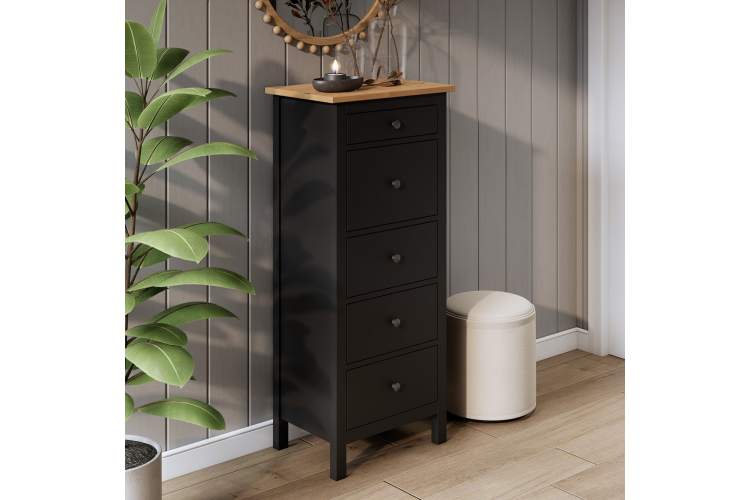 Комод КЫМОР 5 ящиков Черный/Светло-коричневый-3