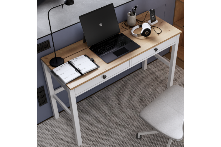 Письменный стол КЫМОР 121x47 Белый/Светло-коричневый-4