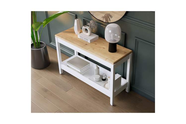 Консольный стол КОДЗУВ 100x35 Белый/Светло-коричневый-4